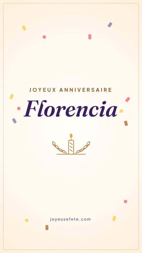 Image « Joyeux anniversaire Florencia » au format story