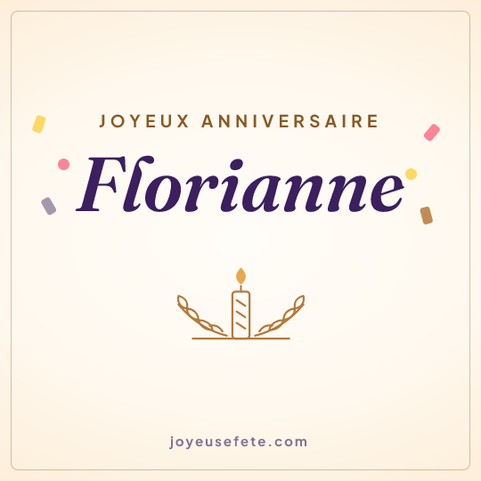 Image carrée « Joyeux anniversaire Florianne » pour WhatsApp