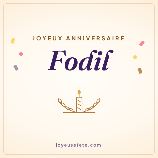 Image carrée « Joyeux anniversaire Fodil » pour WhatsApp