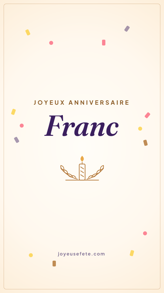 Image « Joyeux anniversaire Franc » au format story