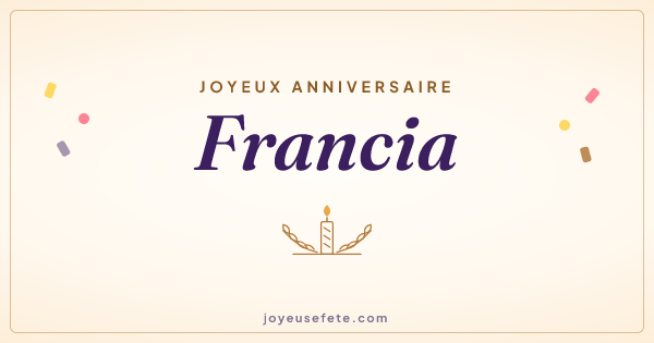 Image « Joyeux anniversaire Francia » au format large