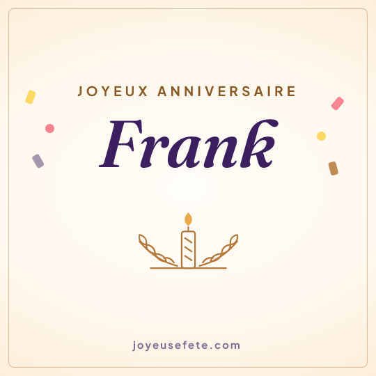 Image carrée « Joyeux anniversaire Frank » pour WhatsApp