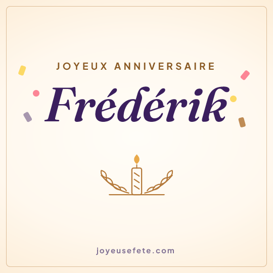 Image carrée « Joyeux anniversaire Frédérik » pour WhatsApp
