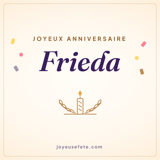 Image carrée « Joyeux anniversaire Frieda » pour WhatsApp