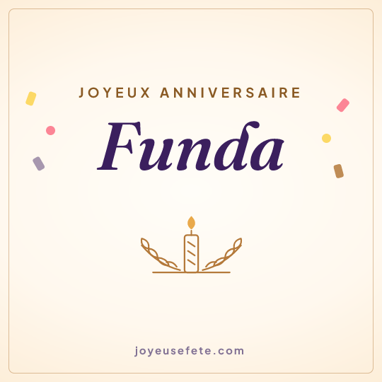 Image carrée « Joyeux anniversaire Funda » pour WhatsApp