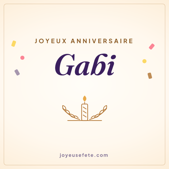 Image carrée « Joyeux anniversaire Gabi » pour WhatsApp