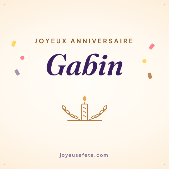 Image carrée « Joyeux anniversaire Gabin » pour WhatsApp