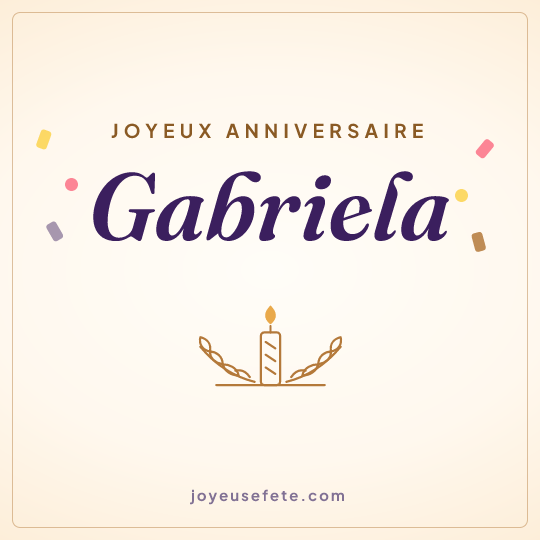 Image carrée « Joyeux anniversaire Gabriela » pour WhatsApp