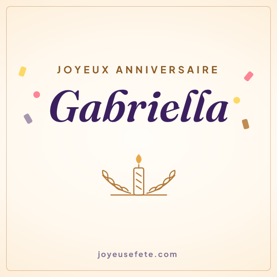 Image carrée « Joyeux anniversaire Gabriella » pour WhatsApp