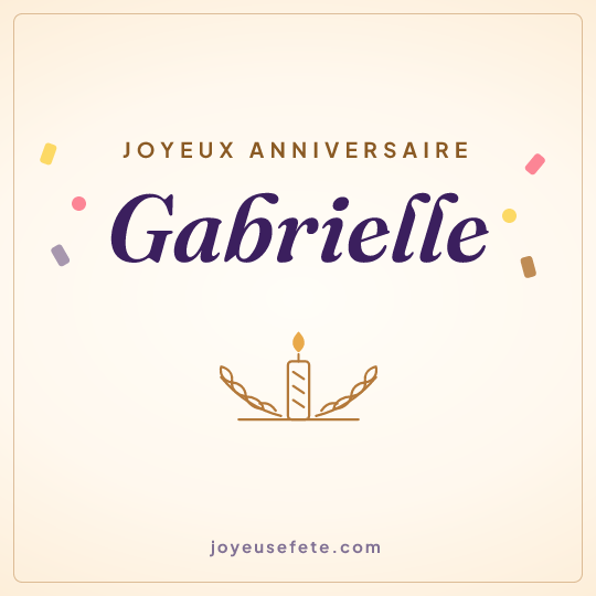 Image carrée « Joyeux anniversaire Gabrielle » pour WhatsApp