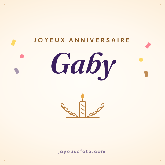 Image carrée « Joyeux anniversaire Gaby » pour WhatsApp