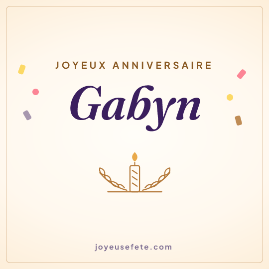 Image carrée « Joyeux anniversaire Gabyn » pour WhatsApp