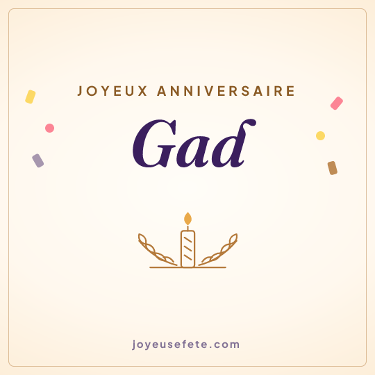 Image carrée « Joyeux anniversaire Gad » pour WhatsApp