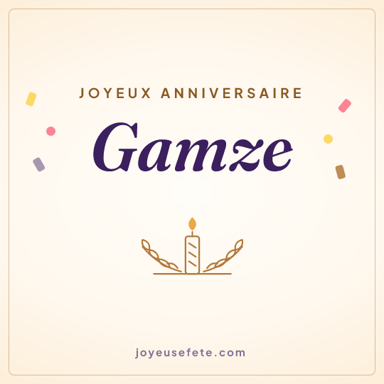 Image carrée « Joyeux anniversaire Gamze » pour WhatsApp