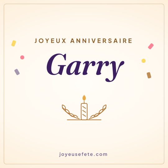 Image carrée « Joyeux anniversaire Garry » pour WhatsApp