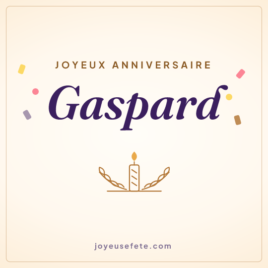 Image carrée « Joyeux anniversaire Gaspard » pour WhatsApp