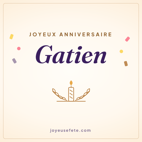 Image carrée « Joyeux anniversaire Gatien » pour WhatsApp