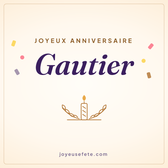 Image carrée « Joyeux anniversaire Gautier » pour WhatsApp