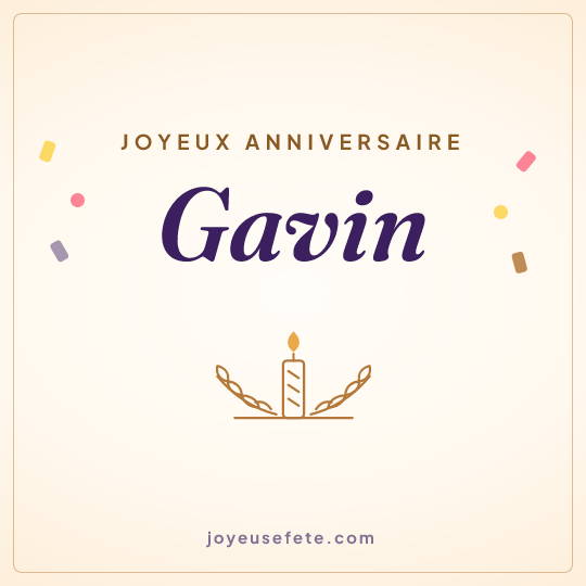 Image carrée « Joyeux anniversaire Gavin » pour WhatsApp