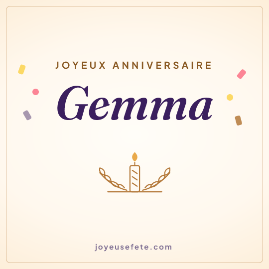 Image carrée « Joyeux anniversaire Gemma » pour WhatsApp