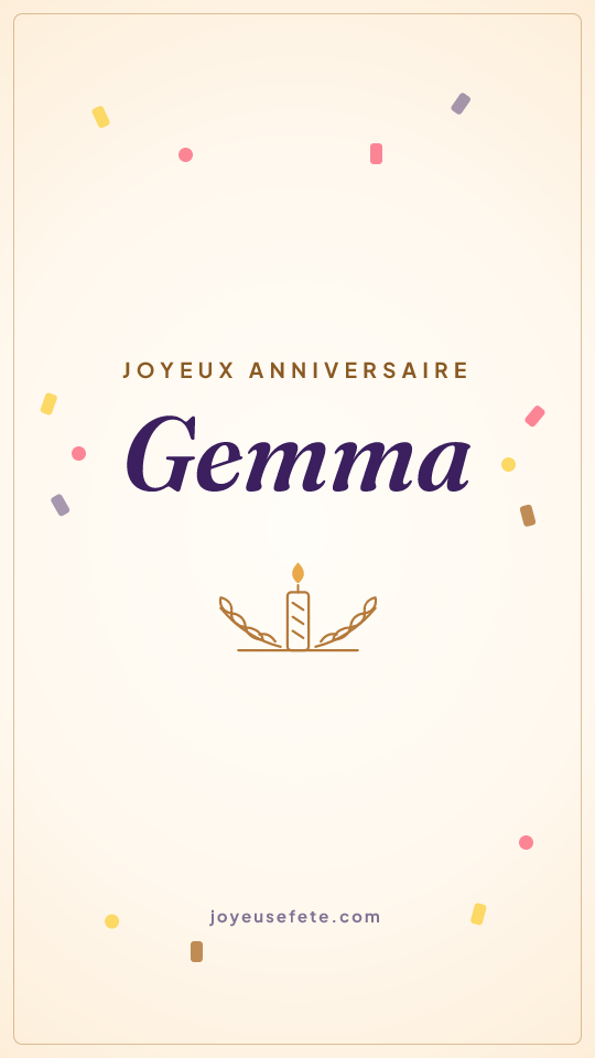 Image « Joyeux anniversaire Gemma » au format story