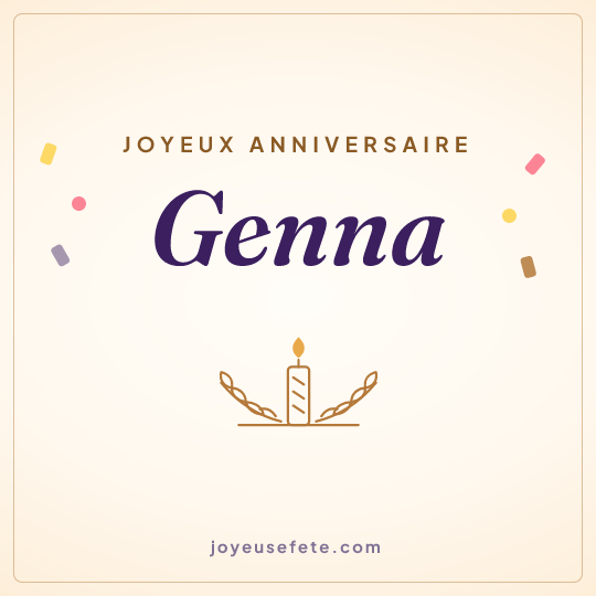 Image carrée « Joyeux anniversaire Genna » pour WhatsApp