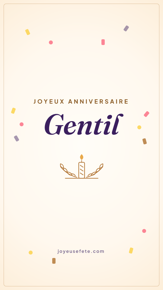 Image « Joyeux anniversaire Gentil » au format story