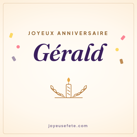 Image carrée « Joyeux anniversaire Gérald » pour WhatsApp