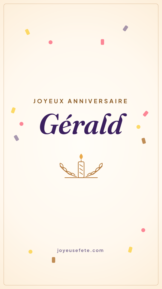 Image « Joyeux anniversaire Gérald » au format story