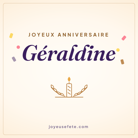 Image carrée « Joyeux anniversaire Géraldine » pour WhatsApp