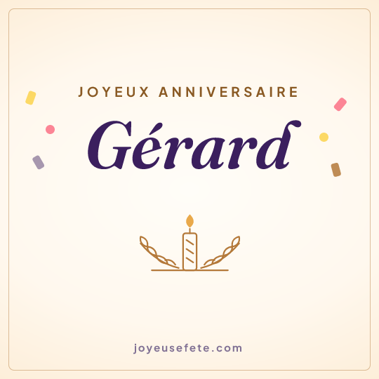 Image carrée « Joyeux anniversaire Gérard » pour WhatsApp