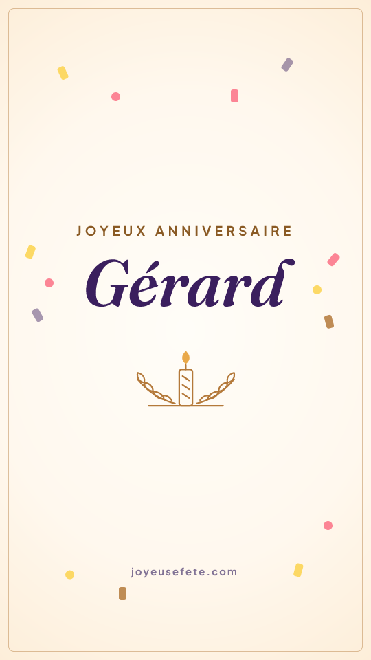 Image « Joyeux anniversaire Gérard » au format story