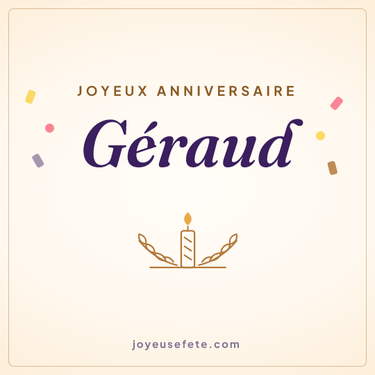 Image carrée « Joyeux anniversaire Géraud » pour WhatsApp