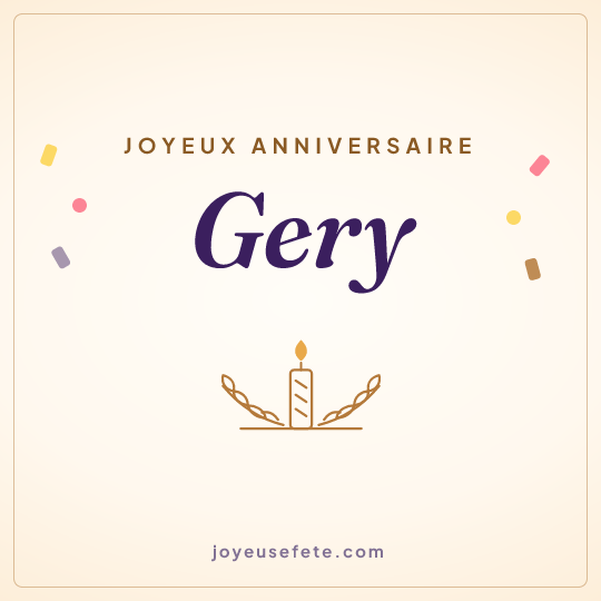 Image carrée « Joyeux anniversaire Gery » pour WhatsApp