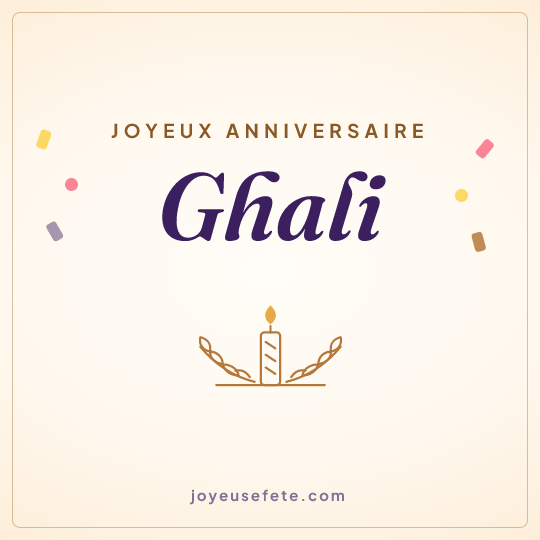 Image carrée « Joyeux anniversaire Ghali » pour WhatsApp