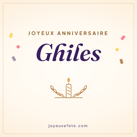 Image carrée « Joyeux anniversaire Ghiles » pour WhatsApp