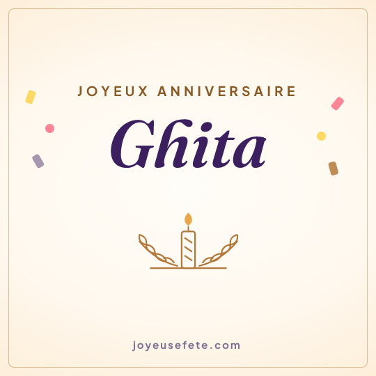 Image carrée « Joyeux anniversaire Ghita » pour WhatsApp