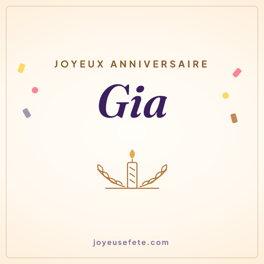 Image carrée « Joyeux anniversaire Gia » pour WhatsApp