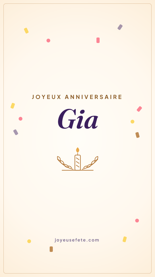 Image « Joyeux anniversaire Gia » au format story
