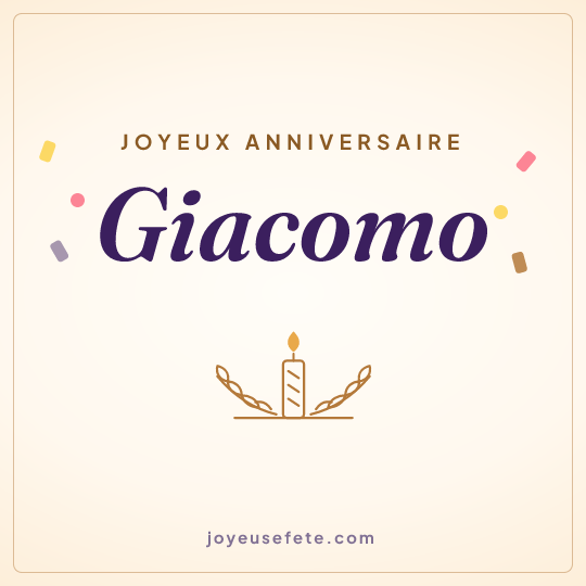 Image carrée « Joyeux anniversaire Giacomo » pour WhatsApp