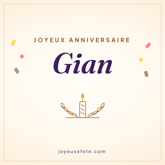 Image carrée « Joyeux anniversaire Gian » pour WhatsApp