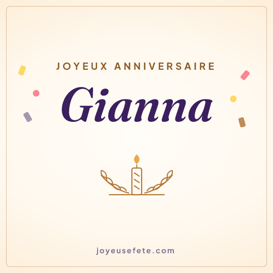 Image carrée « Joyeux anniversaire Gianna » pour WhatsApp