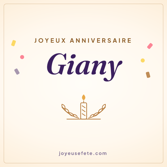 Image carrée « Joyeux anniversaire Giany » pour WhatsApp