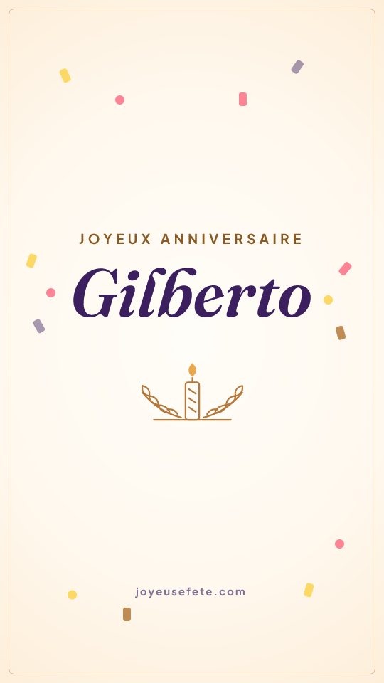 Image « Joyeux anniversaire Gilberto » au format story