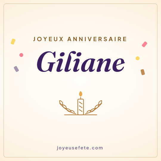 Image carrée « Joyeux anniversaire Giliane » pour WhatsApp