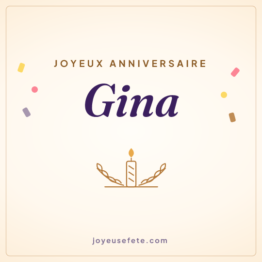 Image carrée « Joyeux anniversaire Gina » pour WhatsApp