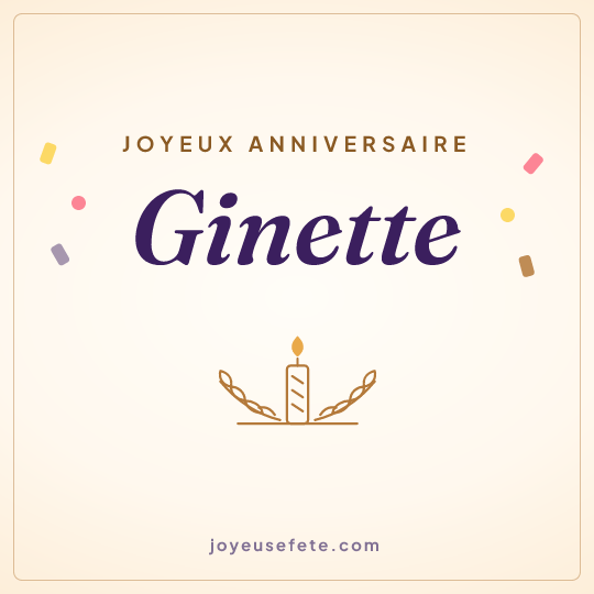 Image carrée « Joyeux anniversaire Ginette » pour WhatsApp