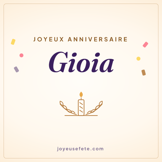 Image carrée « Joyeux anniversaire Gioia » pour WhatsApp