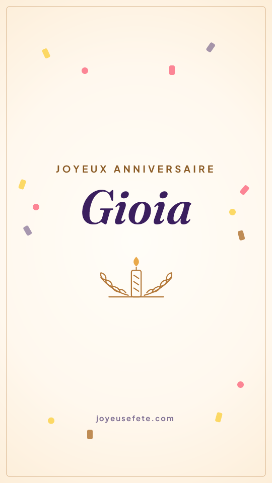 Image « Joyeux anniversaire Gioia » au format story