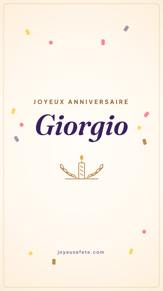Image « Joyeux anniversaire Giorgio » au format story